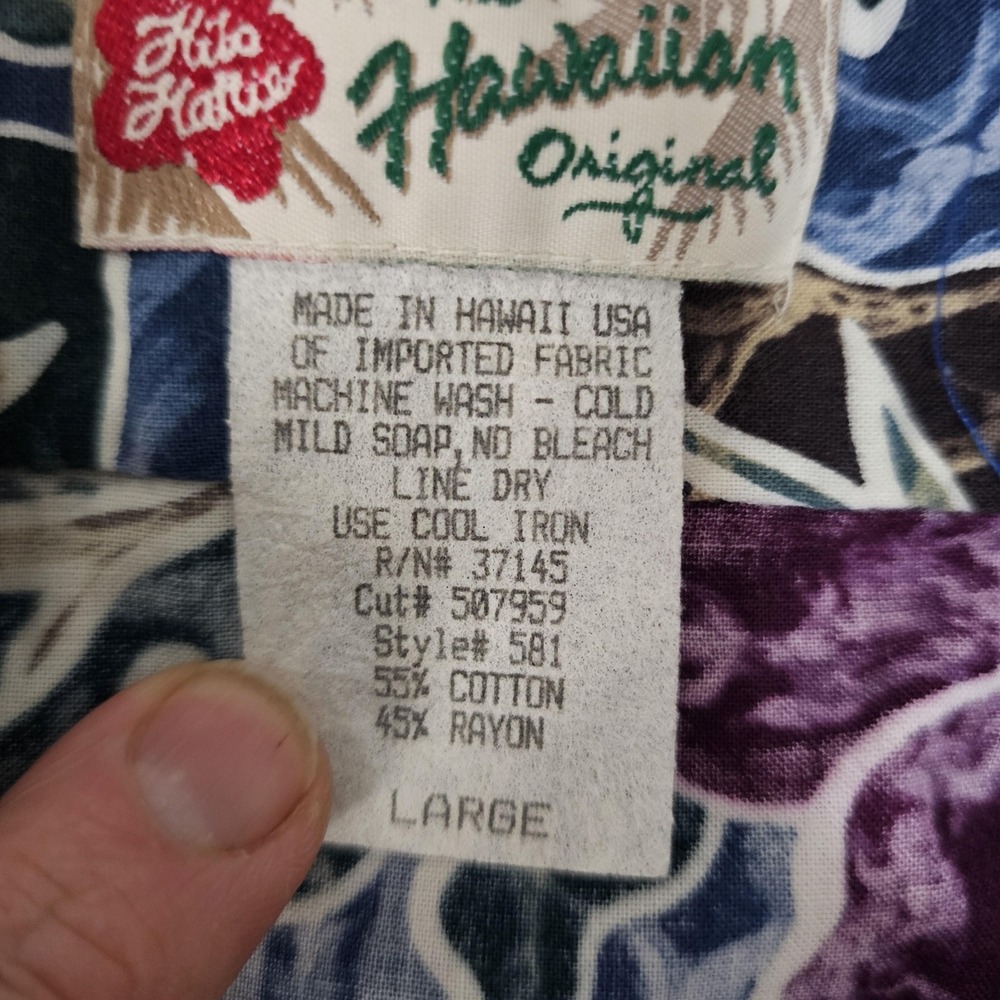 Hilo Hattie Shirt Mens Large Multicolor Hawaiian Floral Aloha Button Front - Picture 4 of 10
